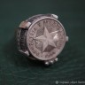 Hand-made signet ring from a coin with a star. Silver. Size 20.5