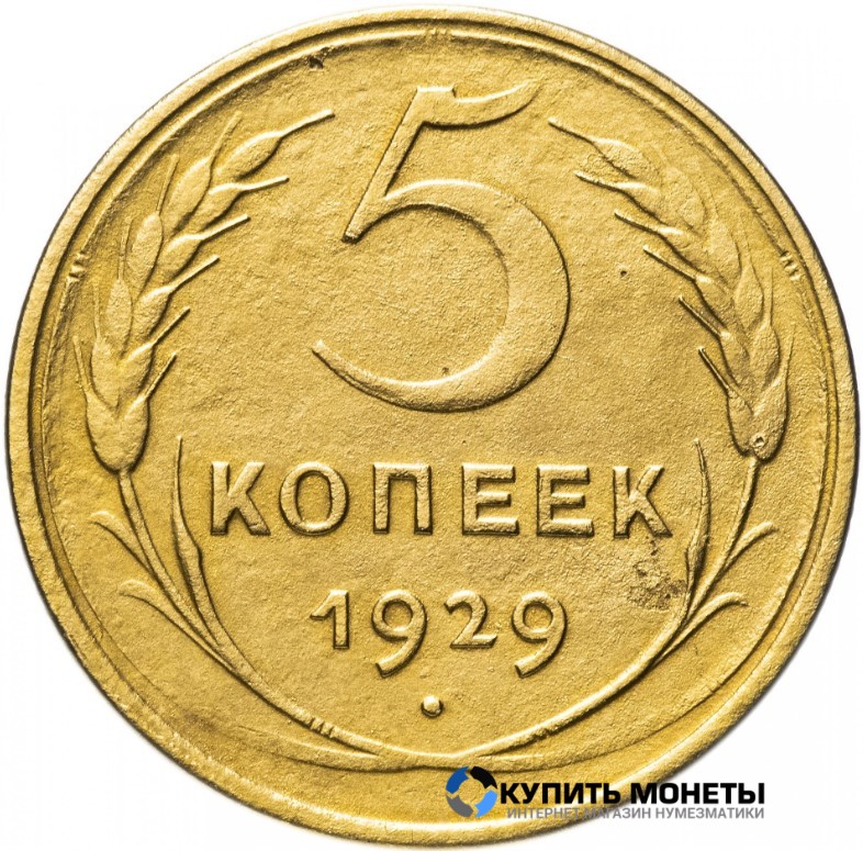 Монета 5 копеек 1929 год