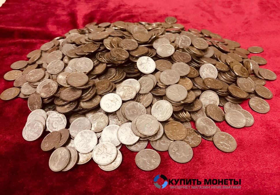 Монеты весом 5 копеек регулярного чекана с 1997 г. по 2014 год. Цена за 1 кг. 1